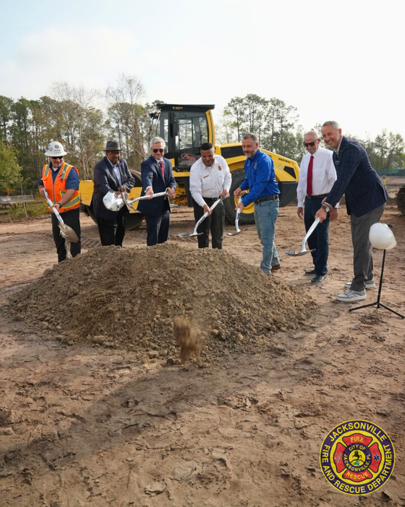 Photo of officials breaking ground at fire station 66