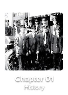 Chapter Select History Unhovered Old photo of fire fighters: History