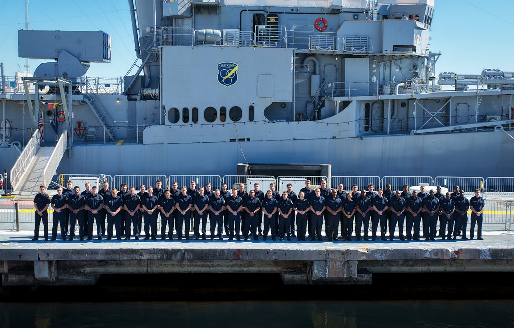 Class photo on USS Orleck