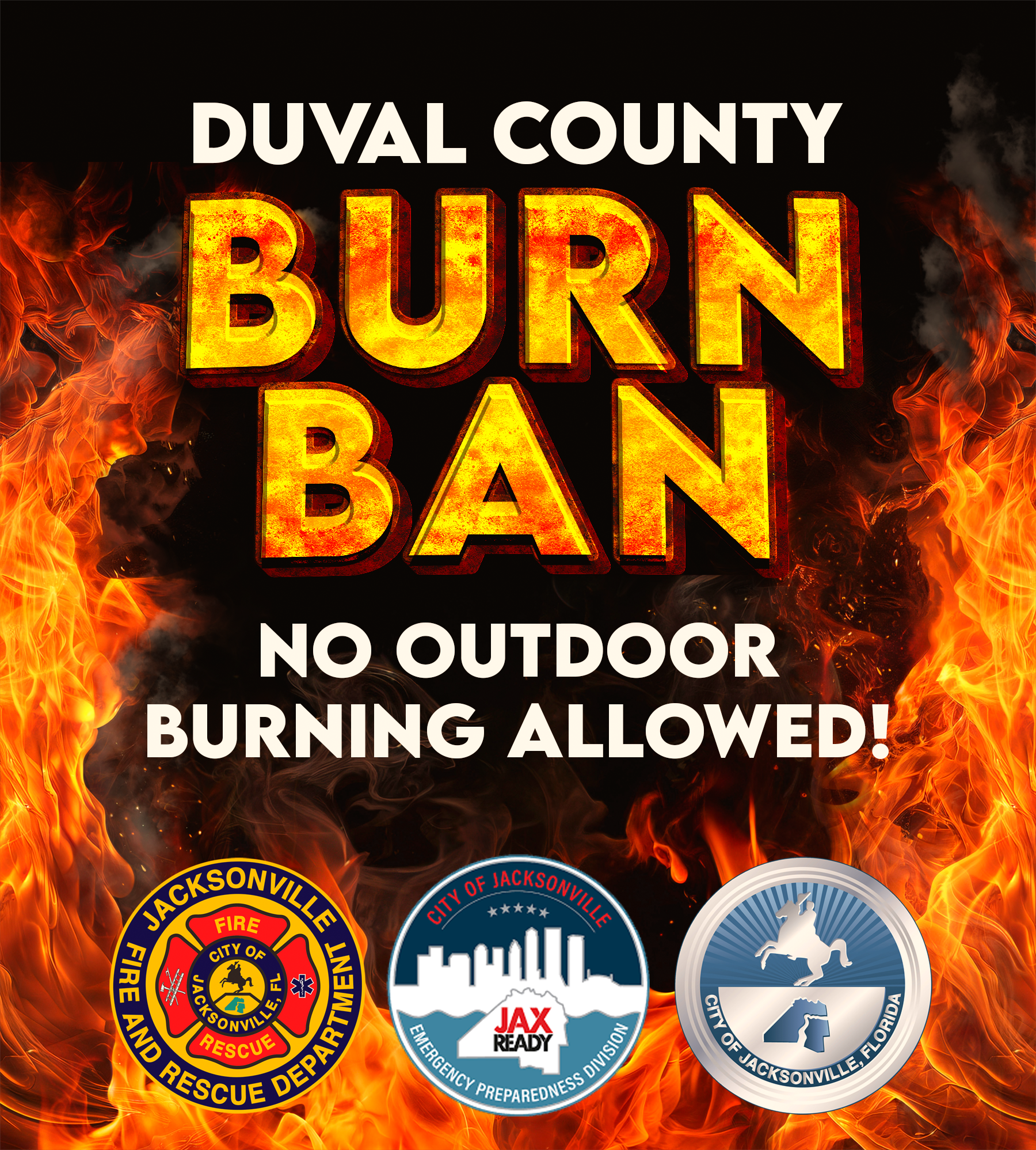 Graphic depicting the verbiage Burn Ban