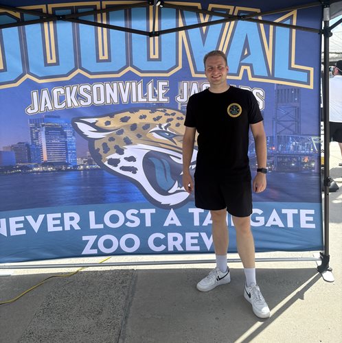 Jean-Michael Kulawik cheering on the Jaguars