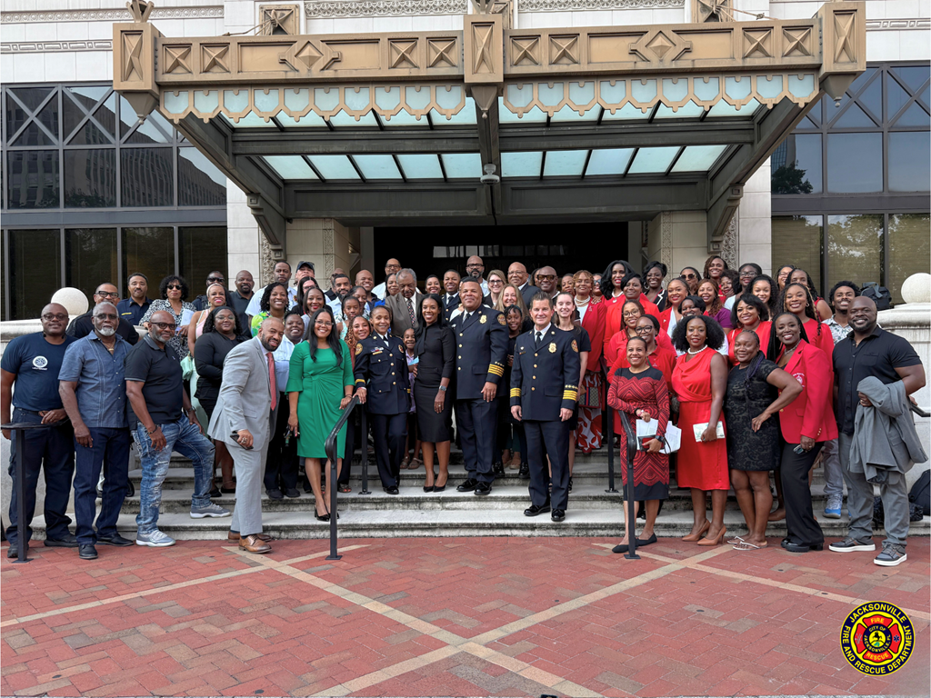 photo of friends and family gathered with the new chiefs