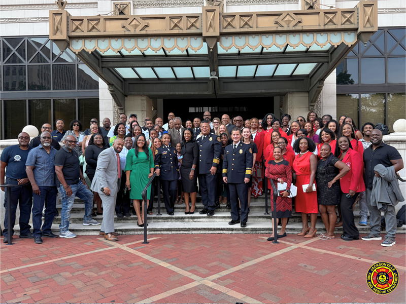 photo of friends and family gathered with the new chiefs