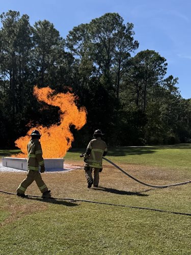 Firefighters with LNG fire